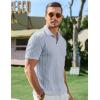 imageJMIERR Mens Casual Polo Shirt Summer Short Sleeve Vacation Button Beach Knit Stretchy Golf ShirtsB Light Blue