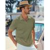 imageJMIERR Mens Casual Polo Shirt Summer Short Sleeve Vacation Button Beach Knit Stretchy Golf ShirtsC Green