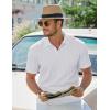 imageJMIERR Mens Casual Polo Shirt Summer Short Sleeve Vacation Button Beach Knit Stretchy Golf ShirtsC White