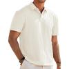 imageJMIERR Mens Casual Polo Shirt Summer Short Sleeve Vacation Button Beach Knit Stretchy Golf ShirtsA Beige