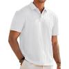 imageJMIERR Mens Casual Polo Shirt Summer Short Sleeve Vacation Button Beach Knit Stretchy Golf ShirtsC White
