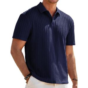 imageJMIERR Mens Casual Polo Shirt Summer Short Sleeve Vacation Button Beach Knit Stretchy Golf ShirtsB Blue