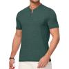 imageJMIERR Mens Henley Shirts Short Sleeve Casual Basic Button Up Tees Pocket T Shirts for MenBlackish Green
