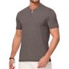 imageJMIERR Mens Henley Shirts Short Sleeve Casual Basic Button Up Tees Pocket T Shirts for MenDark Brown