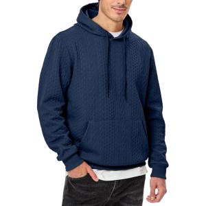 imageJMIERR Mens Hoodie Pullover 2024 Sweatshirts Graphic Hoodie Long Sleeve Drawstring Fashion Hooded Shirt with PocketA Dark Blue