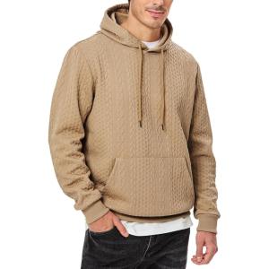 imageJMIERR Mens Hoodie Pullover 2024 Sweatshirts Graphic Hoodie Long Sleeve Drawstring Fashion Hooded Shirt with PocketC Beige