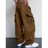 imageJMIERR Mens Baggy Cargo Pants Trendy Casual Parachute Pant Loose Fit Harem Joggers with Pockets for StreetwearA6 Brown