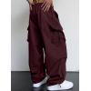 imageJMIERR Mens Baggy Cargo Pants Trendy Casual Parachute Pant Loose Fit Harem Joggers with Pockets for StreetwearA6 Burgundy
