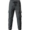 imageJMIERR Mens Cargo Pants Drawstring Stretch Waist Waist Twill Joggers Trousers with Zipper PocketsDark Grey
