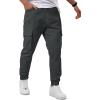 imageJMIERR Mens Cargo Pants Drawstring Stretch Waist Waist Twill Joggers Trousers with Zipper PocketsDark Grey