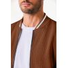 imageJMIERR Mens Casual Jacquard Bomber Jackets ColorBlock Lightweight Varsity Jacket Fashion Zipper Coat with PocketsChestnut
