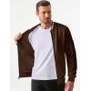 imageJMIERR Mens Casual Jacquard Bomber Jackets ColorBlock Lightweight Varsity Jacket Fashion Zipper Coat with PocketsCoffee