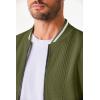 imageJMIERR Mens Casual Jacquard Bomber Jackets ColorBlock Lightweight Varsity Jacket Fashion Zipper Coat with PocketsGuacamole Green