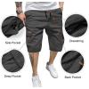 imageJMIERR Mens Casual Twill Cargo Shorts Cotton Drawstring Classic Cargo Stretch Short with 6 PocketsGrey