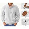 imageJMIERR Mens Corduroy Sweatshirt Casual Long Sleeve Stand Collar Button Pullover Sweatshirts with PocketsZ White