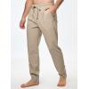 imageJMIERR Mens Cotton Pants Casual Elastic Waist Drawstring Lightweight Summer Beach Trousers with Pockets4 Khaki