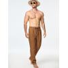 imageJMIERR Mens Cotton Pants Casual Elastic Waist Drawstring Lightweight Summer Beach Trousers with PocketsCamel