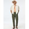 imageJMIERR Mens Cotton Pants Casual Elastic Waist Drawstring Lightweight Summer Beach Trousers with PocketsMoss Green