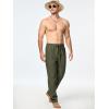 imageJMIERR Mens Cotton Pants Casual Elastic Waist Drawstring Lightweight Summer Beach Trousers with PocketsMoss Green