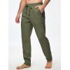imageJMIERR Mens Cotton Pants Casual Elastic Waist Drawstring Lightweight Summer Beach Trousers with PocketsMoss Green