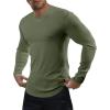 imageJMIERR Mens Long Sleeve Muscle T Shirts Casual VNeck Longline Ribbed Tee ShirtsArmy Green