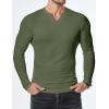 imageJMIERR Mens Long Sleeve Muscle T Shirts Casual VNeck Longline Ribbed Tee ShirtsArmy Green
