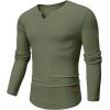 imageJMIERR Mens Long Sleeve Muscle T Shirts Casual VNeck Longline Ribbed Tee ShirtsArmy Green