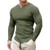 imageJMIERR Mens Long Sleeve Muscle T Shirts Casual VNeck Longline Ribbed Tee ShirtsArmy Green