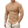 imageJMIERR Mens Long Sleeve Muscle T Shirts Casual VNeck Longline Ribbed Tee ShirtsBrown