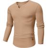 imageJMIERR Mens Long Sleeve Muscle T Shirts Casual VNeck Longline Ribbed Tee ShirtsBrown