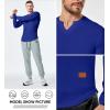 imageJMIERR Mens Long Sleeve Muscle T Shirts Casual VNeck Longline Ribbed Tee ShirtsDark Blue