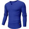 imageJMIERR Mens Long Sleeve Muscle T Shirts Casual VNeck Longline Ribbed Tee ShirtsDark Blue