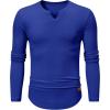 imageJMIERR Mens Long Sleeve Muscle T Shirts Casual VNeck Longline Ribbed Tee ShirtsDark Blue
