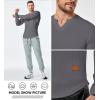 imageJMIERR Mens Long Sleeve Muscle T Shirts Casual VNeck Longline Ribbed Tee ShirtsGrey