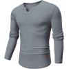 imageJMIERR Mens Long Sleeve Muscle T Shirts Casual VNeck Longline Ribbed Tee ShirtsGrey