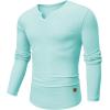 imageJMIERR Mens Long Sleeve Muscle T Shirts Casual VNeck Longline Ribbed Tee ShirtsMint Green