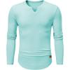 imageJMIERR Mens Long Sleeve Muscle T Shirts Casual VNeck Longline Ribbed Tee ShirtsMint Green