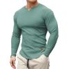 imageJMIERR Mens Long Sleeve Muscle T Shirts Casual VNeck Longline Ribbed Tee ShirtsMist Green