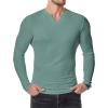 imageJMIERR Mens Long Sleeve Muscle T Shirts Casual VNeck Longline Ribbed Tee ShirtsMist Green