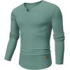 imageJMIERR Mens Long Sleeve Muscle T Shirts Casual VNeck Longline Ribbed Tee ShirtsMist Green
