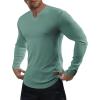 imageJMIERR Mens Long Sleeve Muscle T Shirts Casual VNeck Longline Ribbed Tee ShirtsMist Green