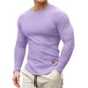 imageJMIERR Mens Long Sleeve Muscle T Shirts Casual VNeck Longline Ribbed Tee ShirtsPurple