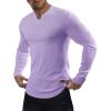 imageJMIERR Mens Long Sleeve Muscle T Shirts Casual VNeck Longline Ribbed Tee ShirtsPurple