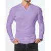 imageJMIERR Mens Long Sleeve Muscle T Shirts Casual VNeck Longline Ribbed Tee ShirtsPurple