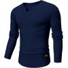 imageJMIERR Mens Long Sleeve Muscle T Shirts Casual VNeck Longline Ribbed Tee ShirtsSail Blue