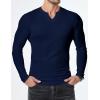 imageJMIERR Mens Long Sleeve Muscle T Shirts Casual VNeck Longline Ribbed Tee ShirtsSail Blue