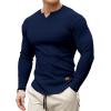 imageJMIERR Mens Long Sleeve Muscle T Shirts Casual VNeck Longline Ribbed Tee ShirtsSail Blue