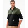 imageJMIERR Mens Quarter Zip Pullover Quilted Sweatshirt Pullover Long Sleeve Stand Collar Sweater Color Block SweatshirtBlack