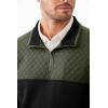 imageJMIERR Mens Quarter Zip Pullover Quilted Sweatshirt Pullover Long Sleeve Stand Collar Sweater Color Block SweatshirtBlack