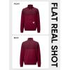 imageJMIERR Mens Quarter Zip Pullover Quilted Sweatshirt Pullover Long Sleeve Stand Collar Sweater Color Block SweatshirtBurgundy